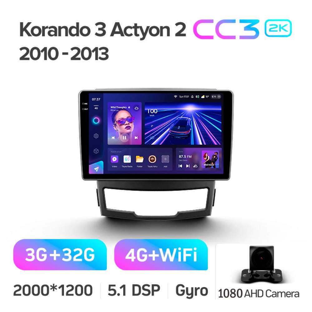 Штатна магнітола Teyes CC3 3+32 Gb SsangYong Korando 3 2010-2013 9" 2k