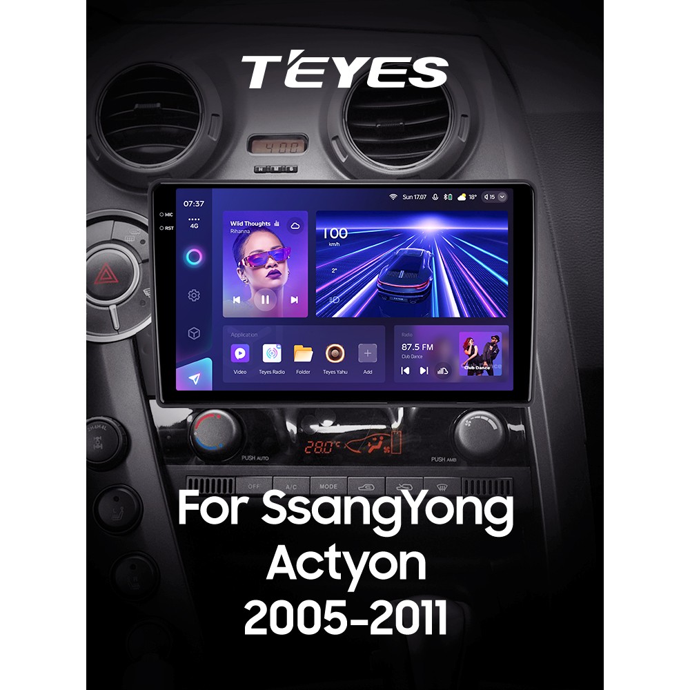 Штатна магнітола Teyes CC3 4+32 Gb SsangYong Actyon C100 2005-2011 9" 2k