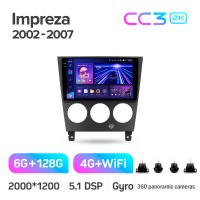 Штатная магнитола Teyes CC3 6+128 Gb с круговым обзором 360° Subaru Impreza GD GG 2002-2007 9" 2k