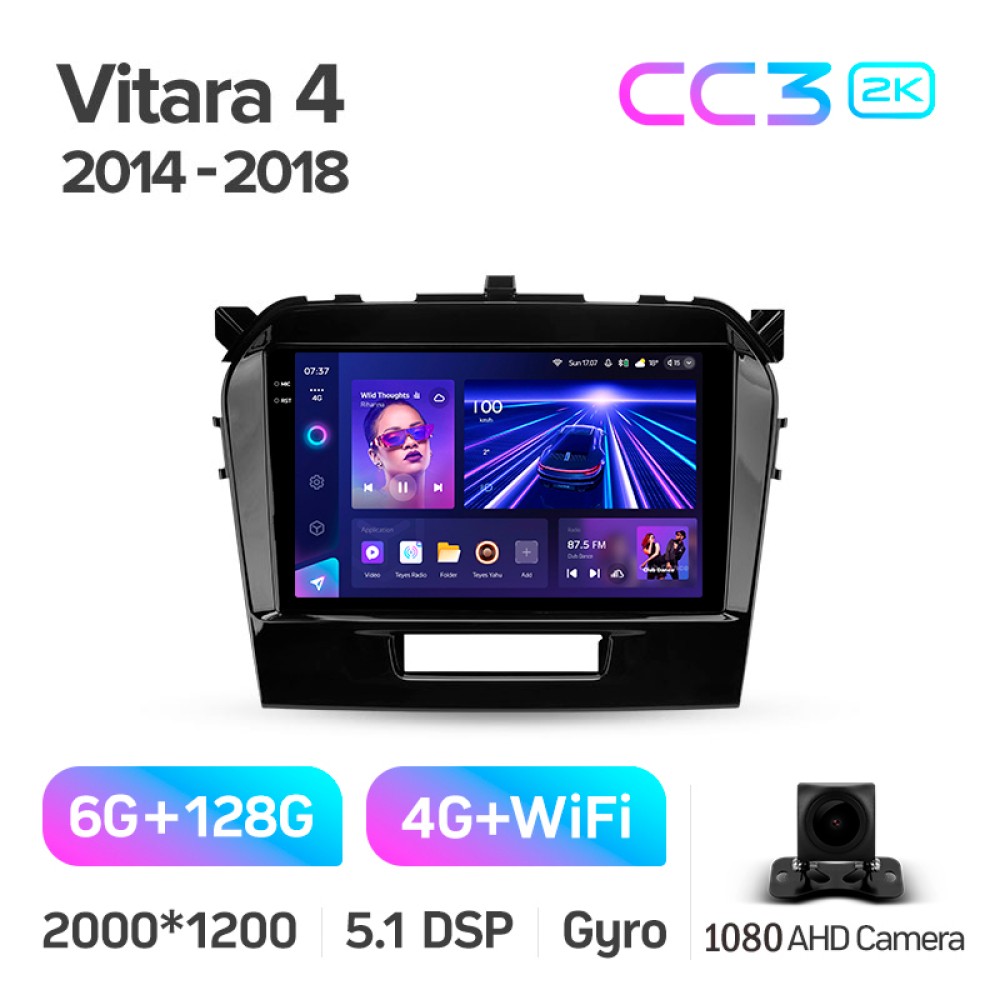 Штатна магнітола Teyes CC3 6+128 Gb Suzuki Vitara 4 2014-2018 9" 2k