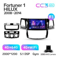Штатная магнитола Teyes CC3 4+64 Gb Toyota Fortuner 1 AN50 AN60 HILUX Revo Vigo 2008-2014 9" 2k