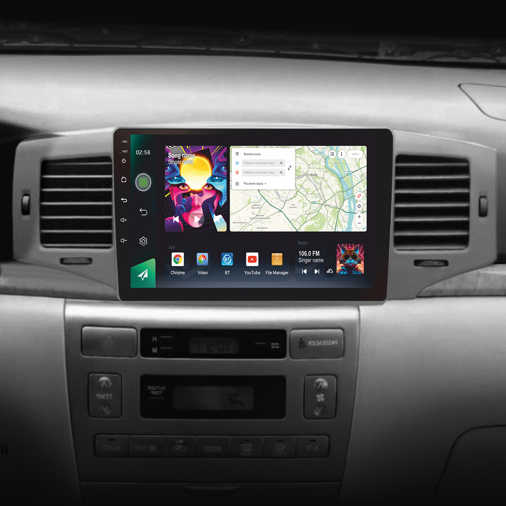 Автомобільна штатна магнітола SIGMA PRO 9464 ANDROID 12 4+64 Gb 4G DSP Toyota Corolla 9 E120 2004-2006 9" дюймів