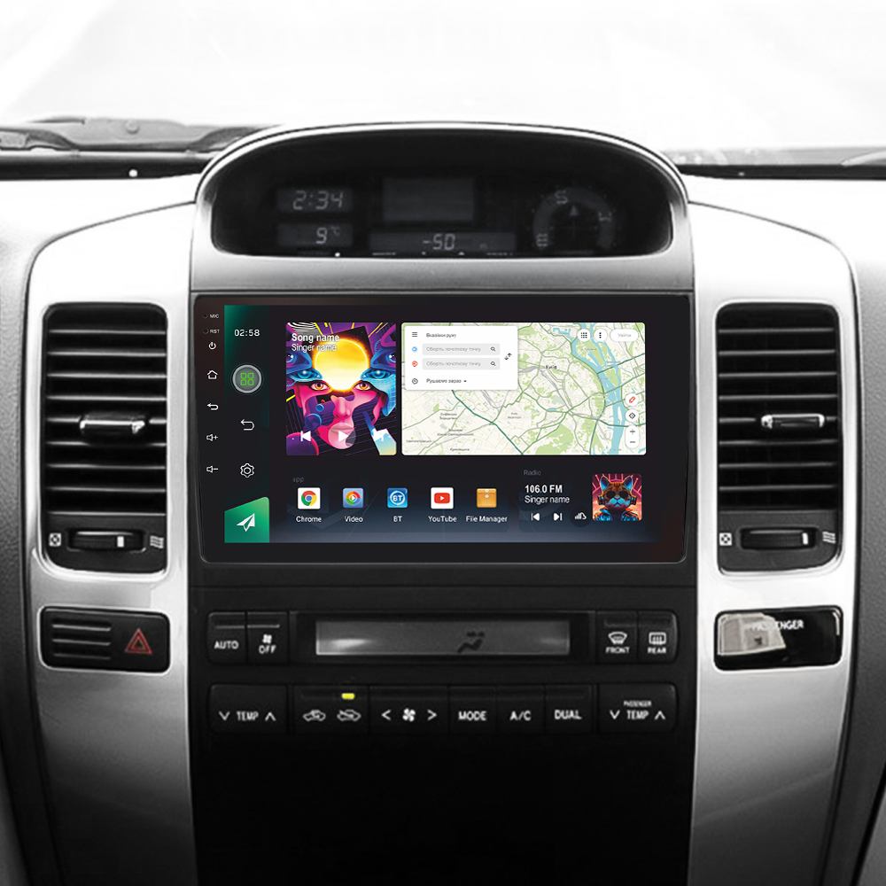 Автомобільна штатна магнітола SIGMA PRO 98128 ANDROID 12 8+128 Gb 4G DSP Toyota Land Cruiser Prado 3 J120 2004-2009 (F1) (A) 9" 2k