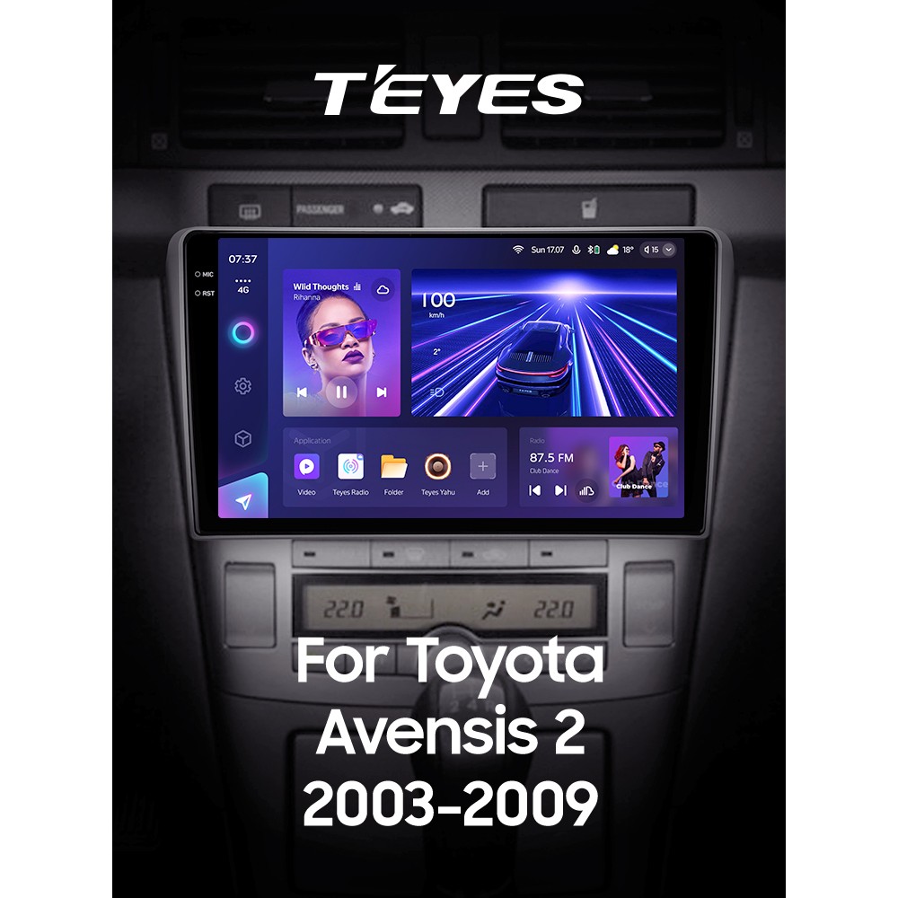 Штатная магнитола Teyes CC3 6+128 Gb с круговым обзором 360° Toyota Avensis T250 2 II 2003-2009 9" 2k