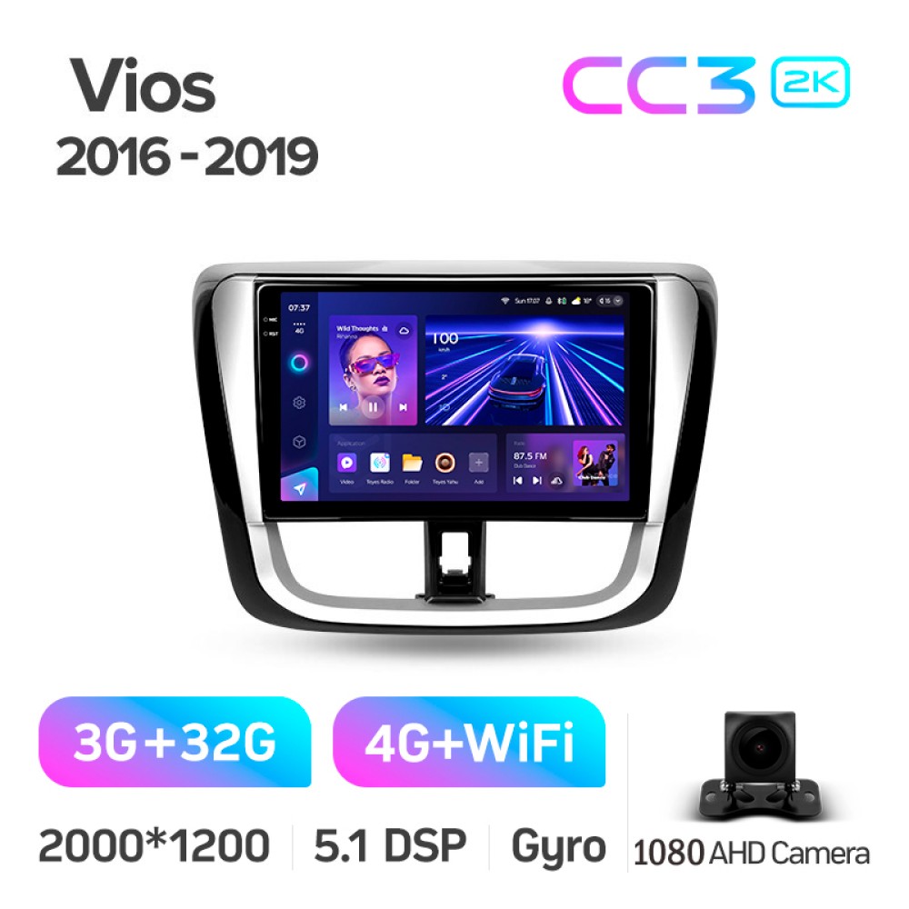 Штатна магнітола Teyes CC3 3+32 Gb Toyota Vios Yaris L 2016-2019 10" 2k