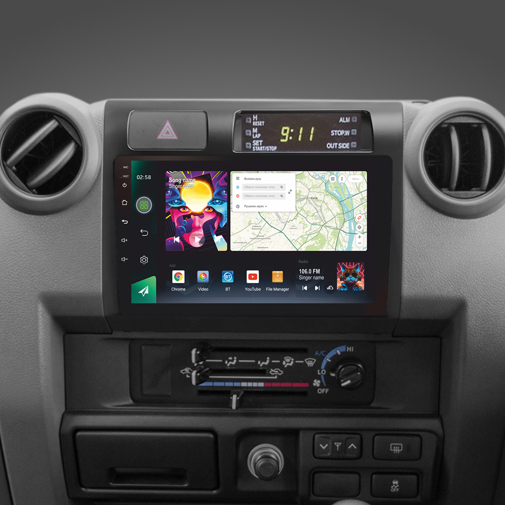 Автомобільна штатна магнітола SIGMA PRO 98128 ANDROID 12 8+128 Gb 4G DSP Toyota Land Cruiser 70 Series LC 79 2007-2020 9" 2k