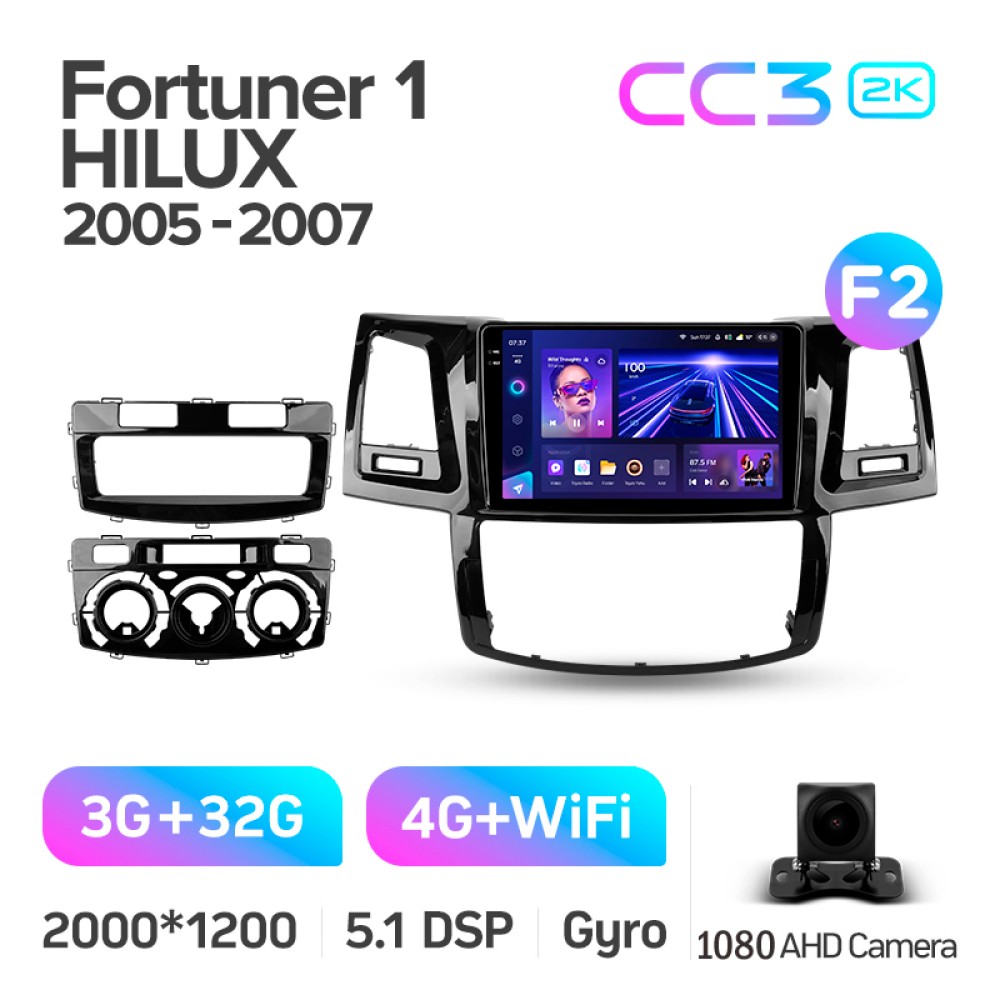 Штатна магнітола Teyes CC3 3+32 Gb Toyota Fortuner 1 AN50 AN60 HILUX Revo Vigo 2005-2007 9" 2k