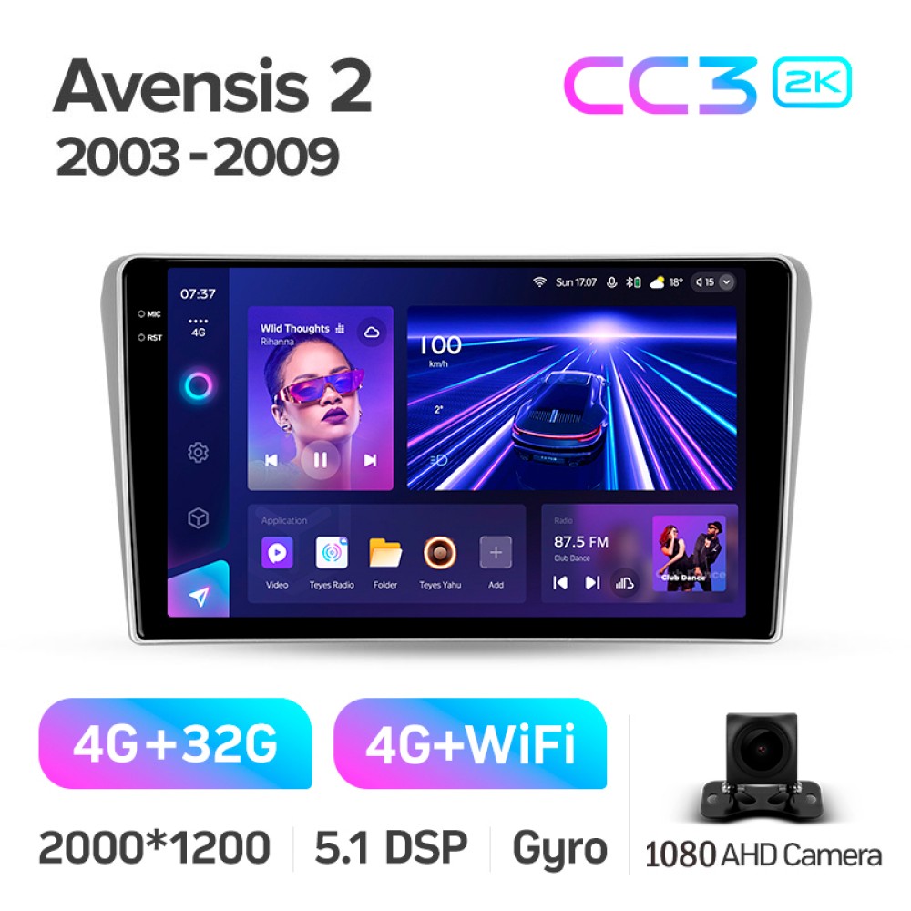 Штатна магнітола Teyes CC3 4+32 Gb Toyota Avensis T250 2 II 2003-2009 9" 2k