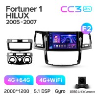 Штатная магнитола Teyes CC3 4+64 Gb Toyota Fortuner 1 AN50 AN60 HILUX Revo Vigo 2005-2007 9" 2k