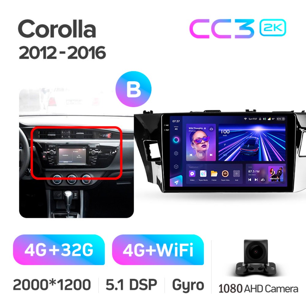 Штатна магнітола Teyes CC3 4+32 Gb Toyota Corolla 11 2012-2016 (B) 10" 2k