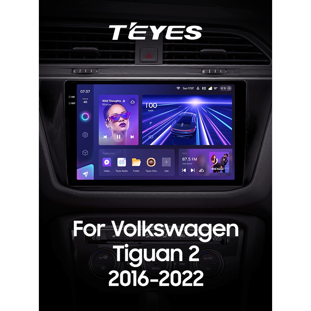 Штатная магнитола Teyes CC3 6+128 Gb с круговым обзором 360° Volkswagen Tiguan 2 Mk 2016-2018 (A) 10" 2k