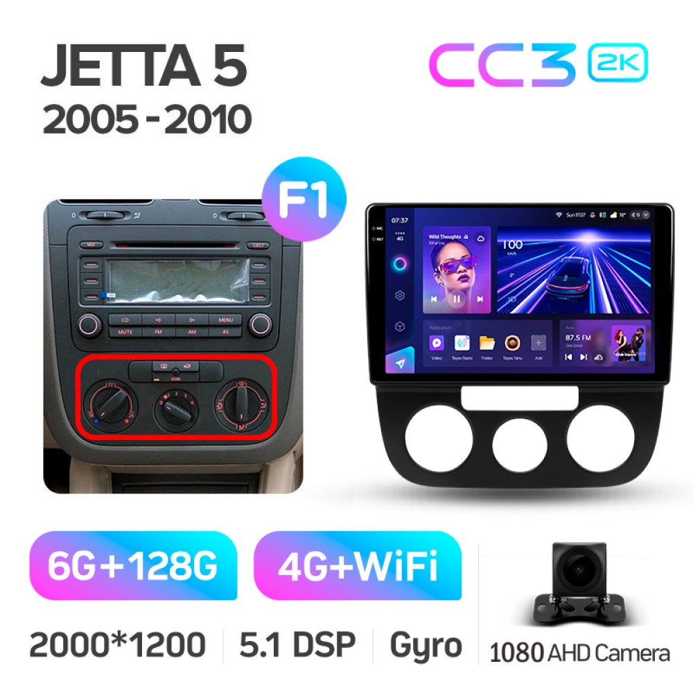 Штатна магнітола Teyes CC3 6+128 Gb Volkswagen Jetta 5, Golf 5 2005-2010 (F1) 10" 2k
