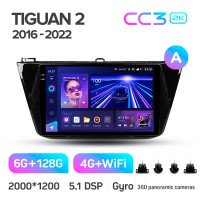 Штатная магнитола Teyes CC3 6+128 Gb с круговым обзором 360° Volkswagen Tiguan 2 Mk 2016-2018 (A) 10" 2k