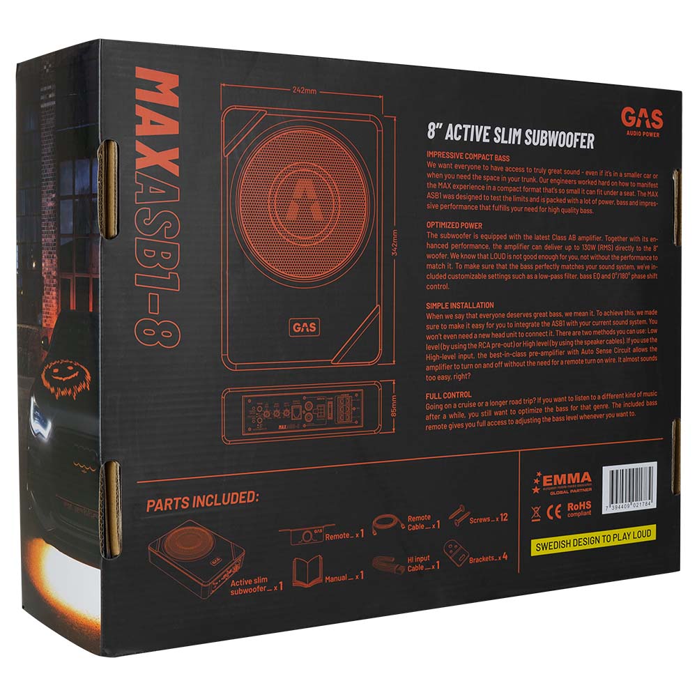 Активний сабвуфер під сидіння GAS MAX ASB1-8