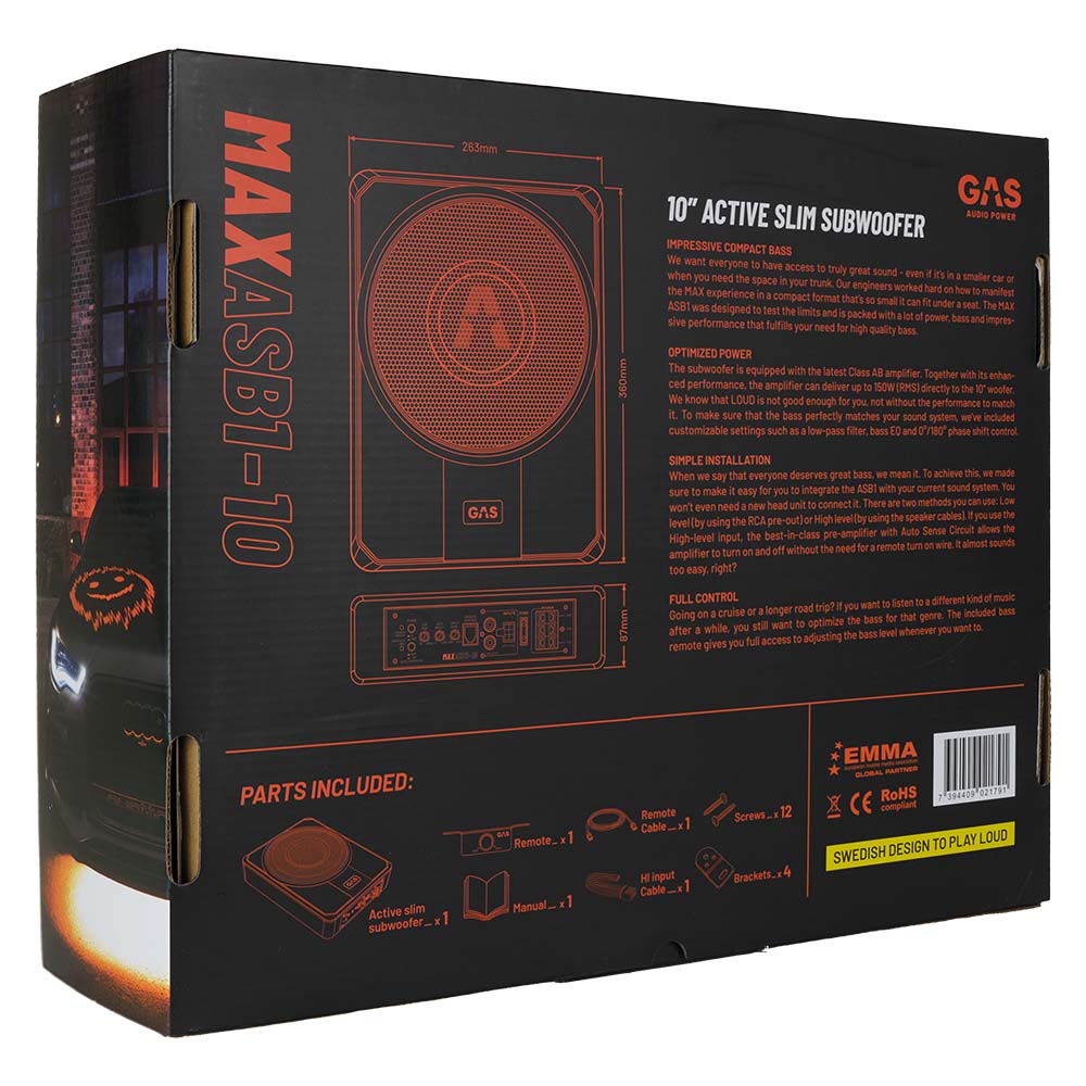 Активний сабвуфер під сидіння GAS MAX ASB1-10