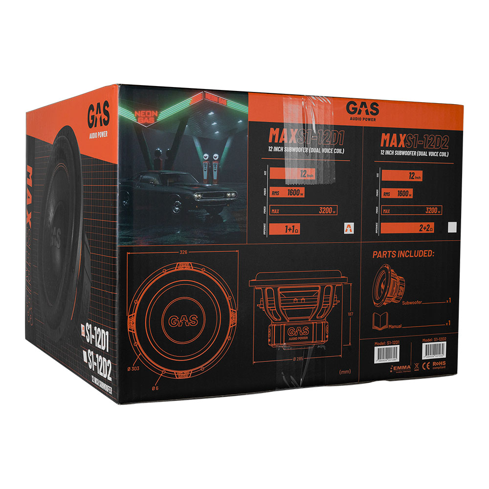 Сабвуферний динамік GAS MAX S1-12D1 12″
