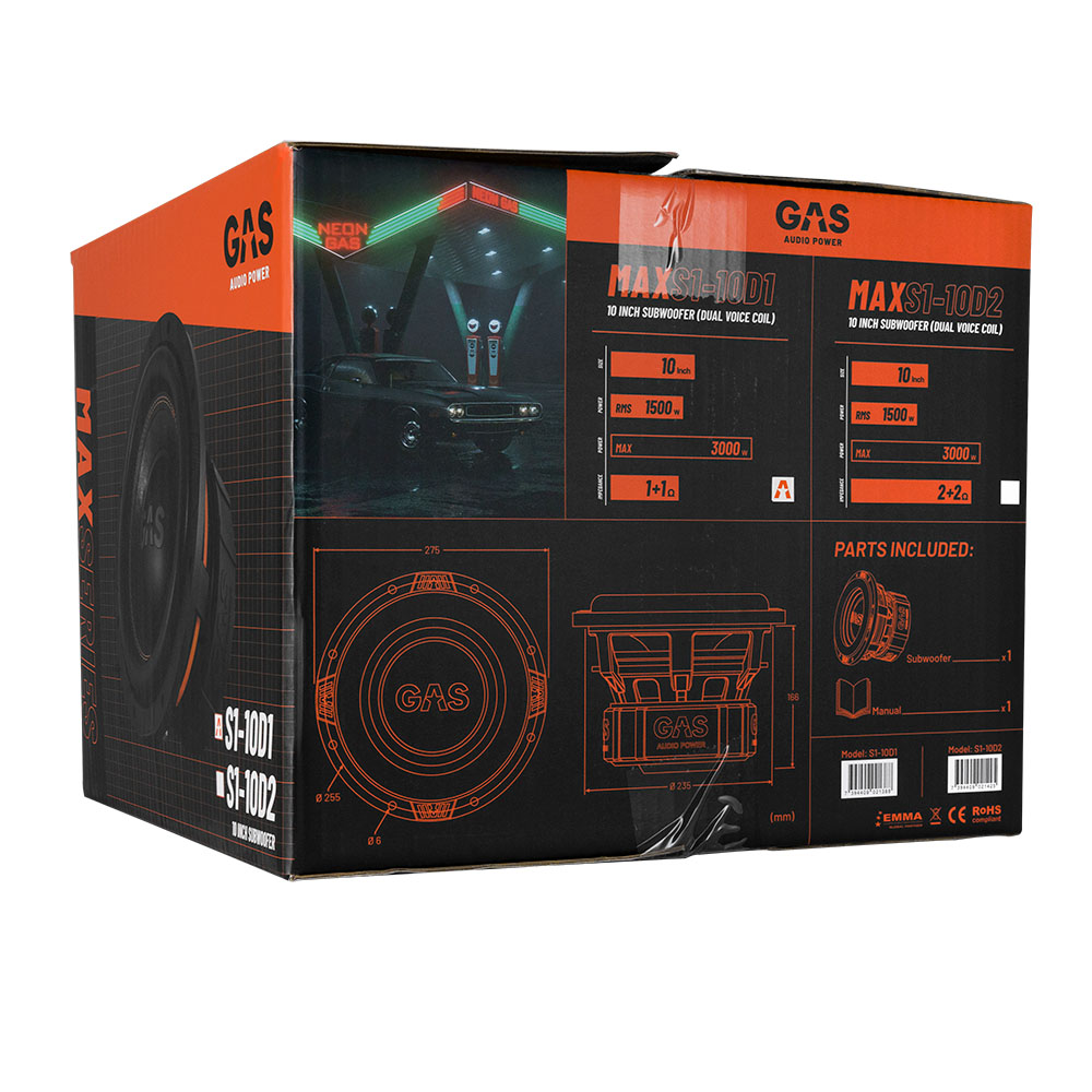 Сабвуферний динамік GAS MAX S1-10D1 10″